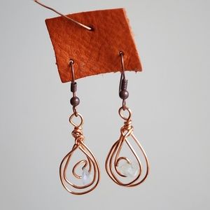 Handmade Rosegold Wire Dangling Earrings